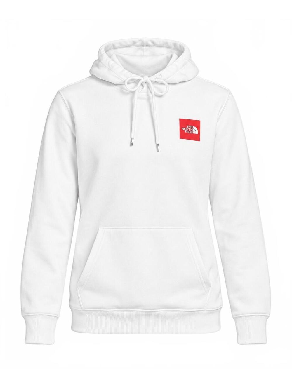 The North Face Box PO Hoodie Women’s Medium White Red Box Logo Pullover NWT